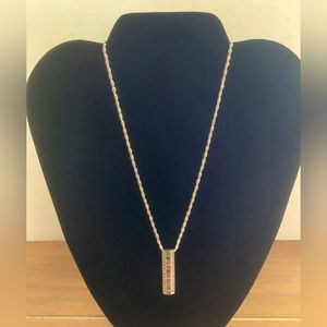 Vertical Rainbow gem charm bar Stamped 925 FAS on a vintage 925 Italy box chain